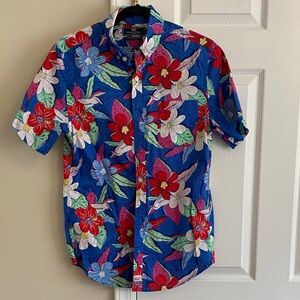 Boys Vineyard Vines Blue Floral Short-Sleeve Button-Up Shirt